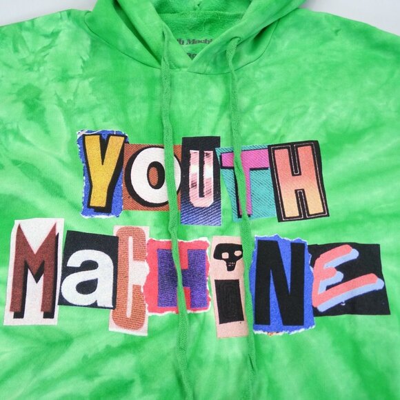 Youth Machine Hoodie Sweatshirt Sz L Mens Green Tie Dye Graphic Random - Picture 2 of 6